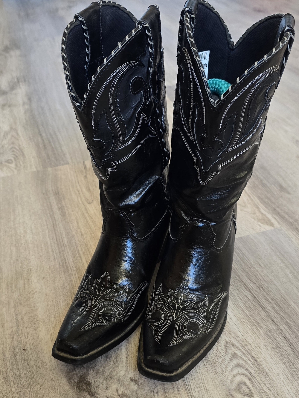 Durango Black Western Embroidered Heeled Cowboy Boots